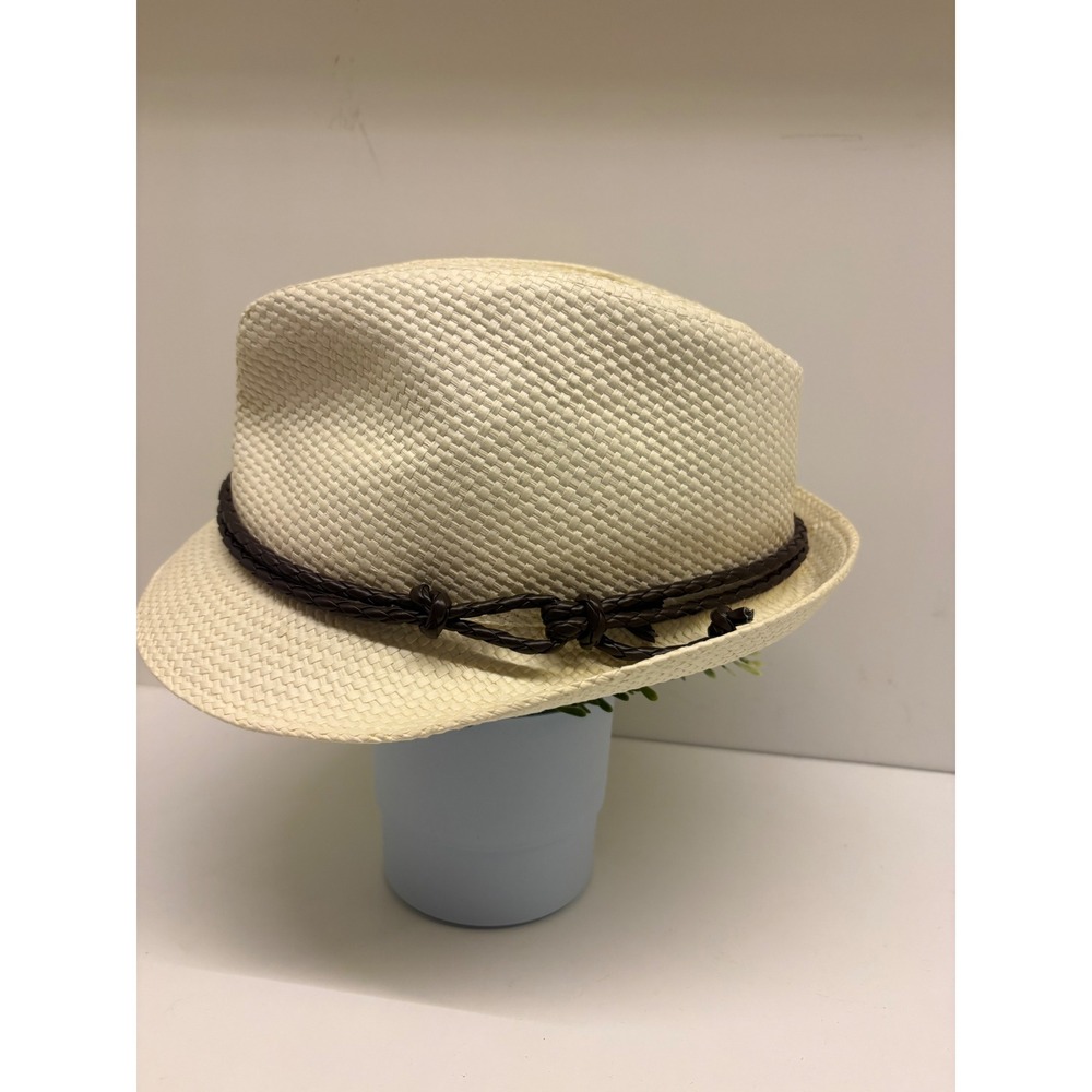 Goodfellow & Co Mens Fedora Hat Cream Woven Straw Braided Band M/L